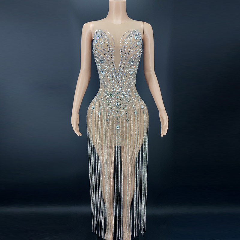 GOOSHOE Boutique Crystal Applique Diamond Tassel Prom Dresses Debut Evening Gown Plus Size Party