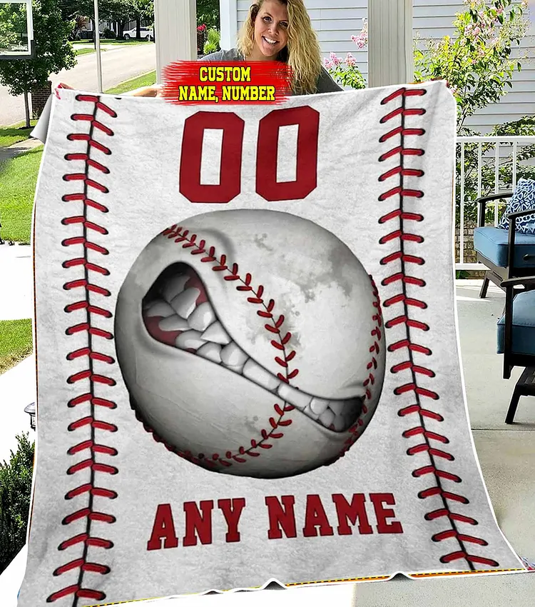 Personalized Baseball Teeth Blanket for Comfort & Unique| BKKid138