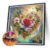 Coeur Papillon Fleurs-Sp&eacute;cial Forme Diamant Peinture-30 * 30CM