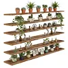 [US Local Warehouse] 5 Tier Floating Shelves Long Wooden Shelf 72x11.81in Adjustable Display Bookshelf with Heavy-Duty Bracket for Living Room Bathroom Kitchen