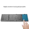 Tri-fold Wireless Bluetooth Keyboard with Touchpad Portable Thin Bluetooth Keyboard Rechargeable, Foldable, Suitable for Travel, Compatible with Laptops, Tablets, Smartphones and Windows iOS Android Systems