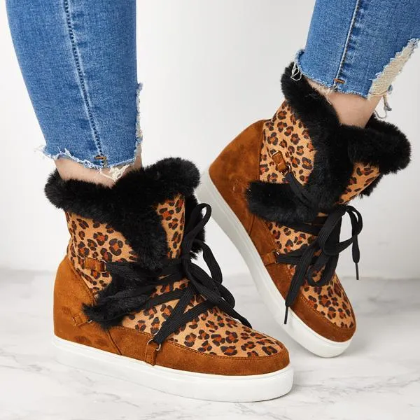 Women's Winter Warm Wedge Heel Suede Boots