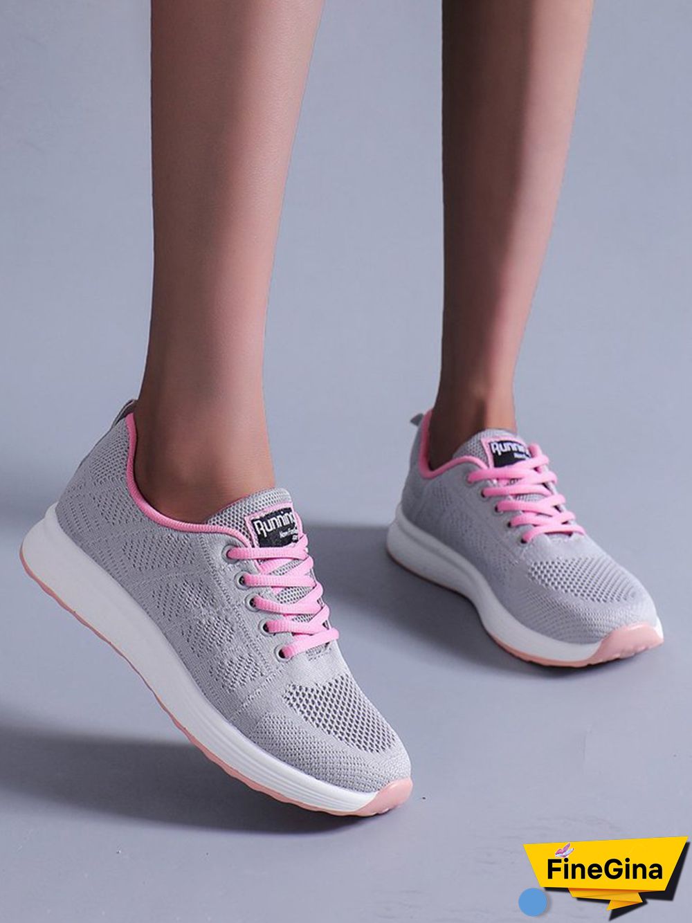 Contrasting Solid Color Breathable Mesh Casual Sneakers