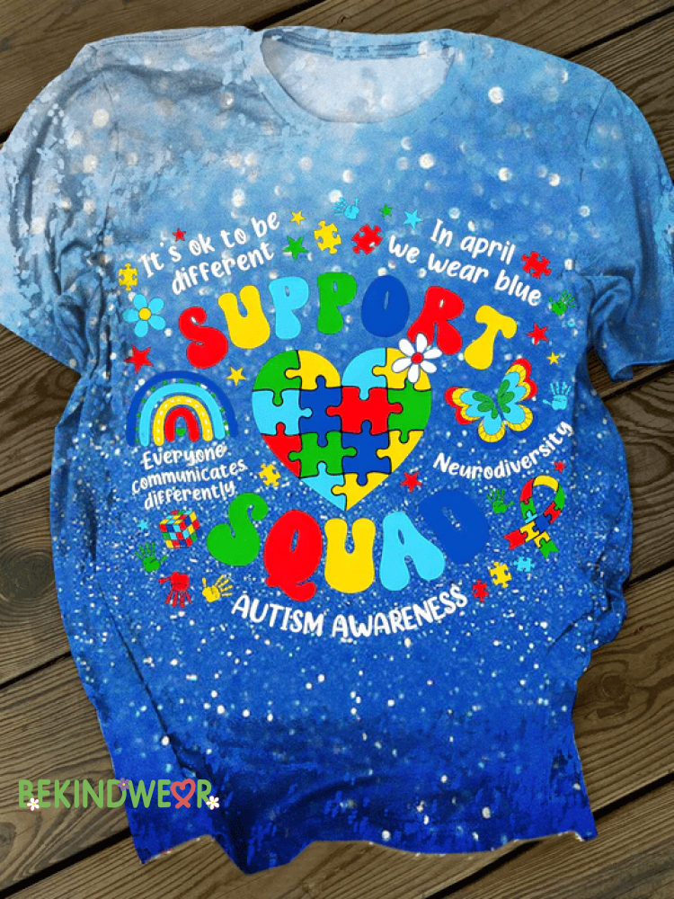 Women&rsquo;s Autism Awareness Printed Short-Sleeved T-Shirt Blue / S