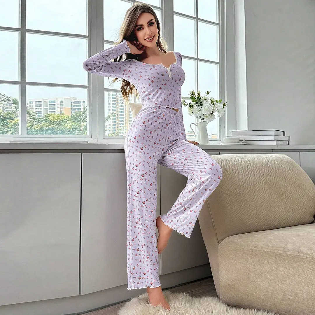 Churchf Exploding Autumn And Winter Home Clothes Sexy Casual Fashion Long-Sleeved Trouser Pyjamas Two Sets Of Women