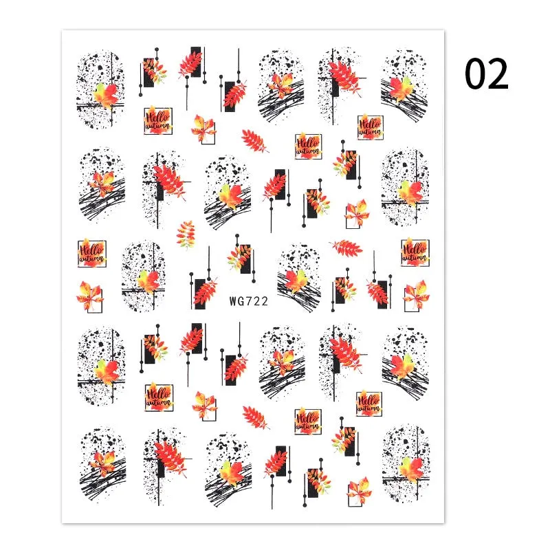 Geometric Lines Flowers Leaves 3D Nail Sticker Figure Woman Face Pattern Special Self Adhesive Nail Art Decals Manicures Sliders-Nail Inspo