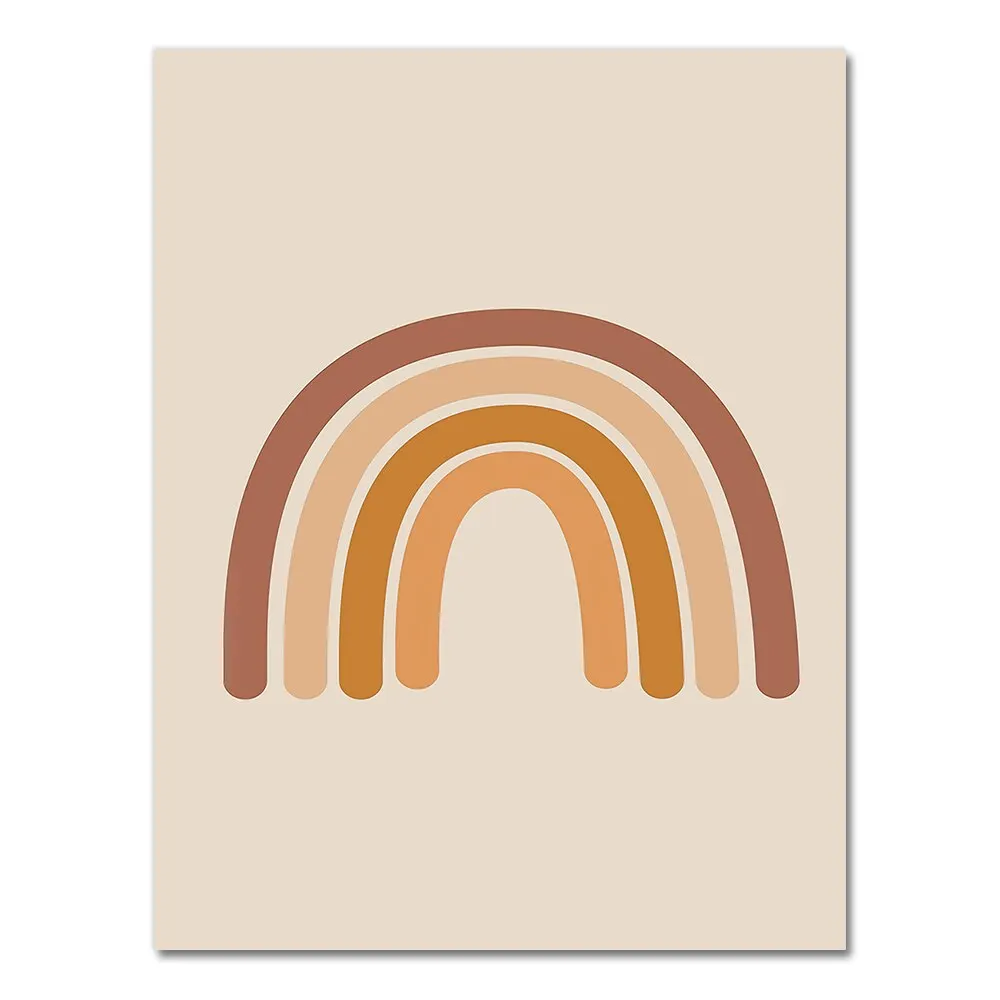 Abstract Burnt Orange Wall Art Canvas Painting Terracotta Rainbow Minimalist One Line Face Drawing Poster Boho Prints Home Decor
