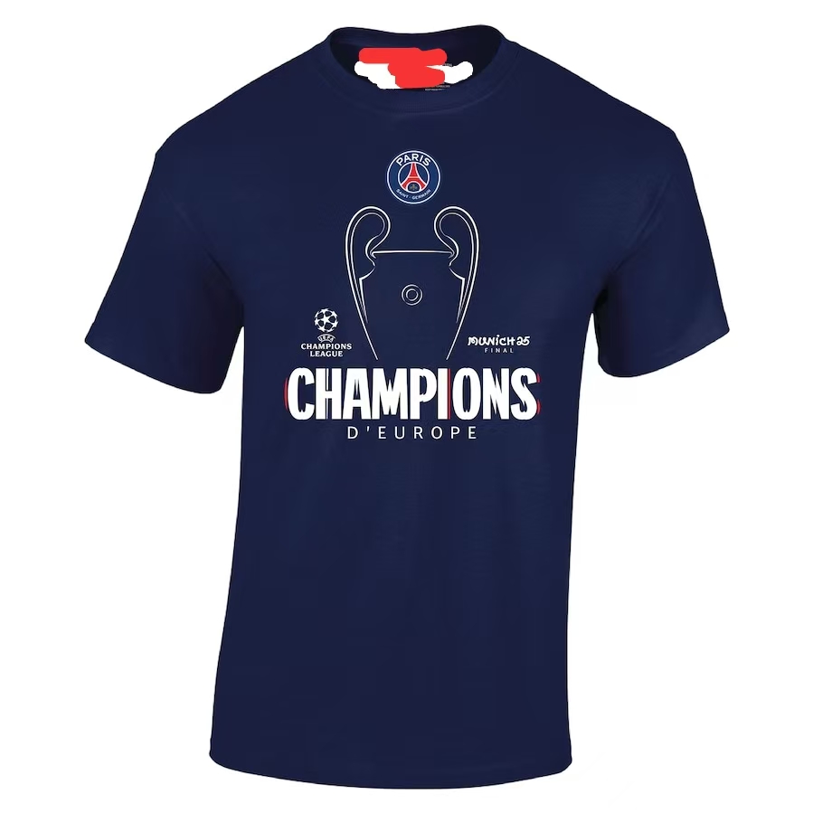 PSG Paris SG UCL Champions 2025 Trophy Outline Graphic T-Shirt - Navy Maxi Kit