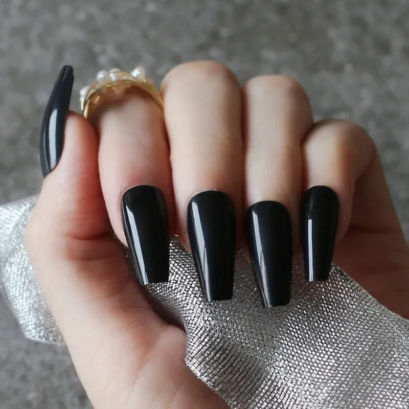 Glossy Ballet false nails red Long coffin Salon art matte Fake nails Transparent rectangle-Nail Inspo