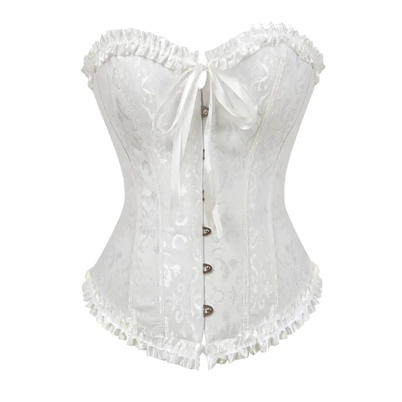 Billionm Sapubonva Corset Sexy Women's Plus Size Corsets and Bustiers Overbust Floral Gothic Brocade Corselet Clothing Top White Black