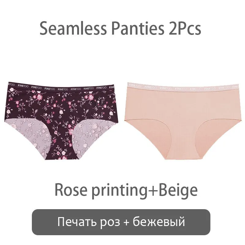 FINETOO Seamless Panties Women Rose Printing Underwear Fashion Letter Panty Ladies Briefs Underpants S-XL Female Briefs Lingerie