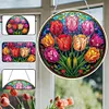 (US Local)(Upgrade Size)DIY Double Sided Effect Diamond Painting Hanging Pendant Kit (Tulip Flower)