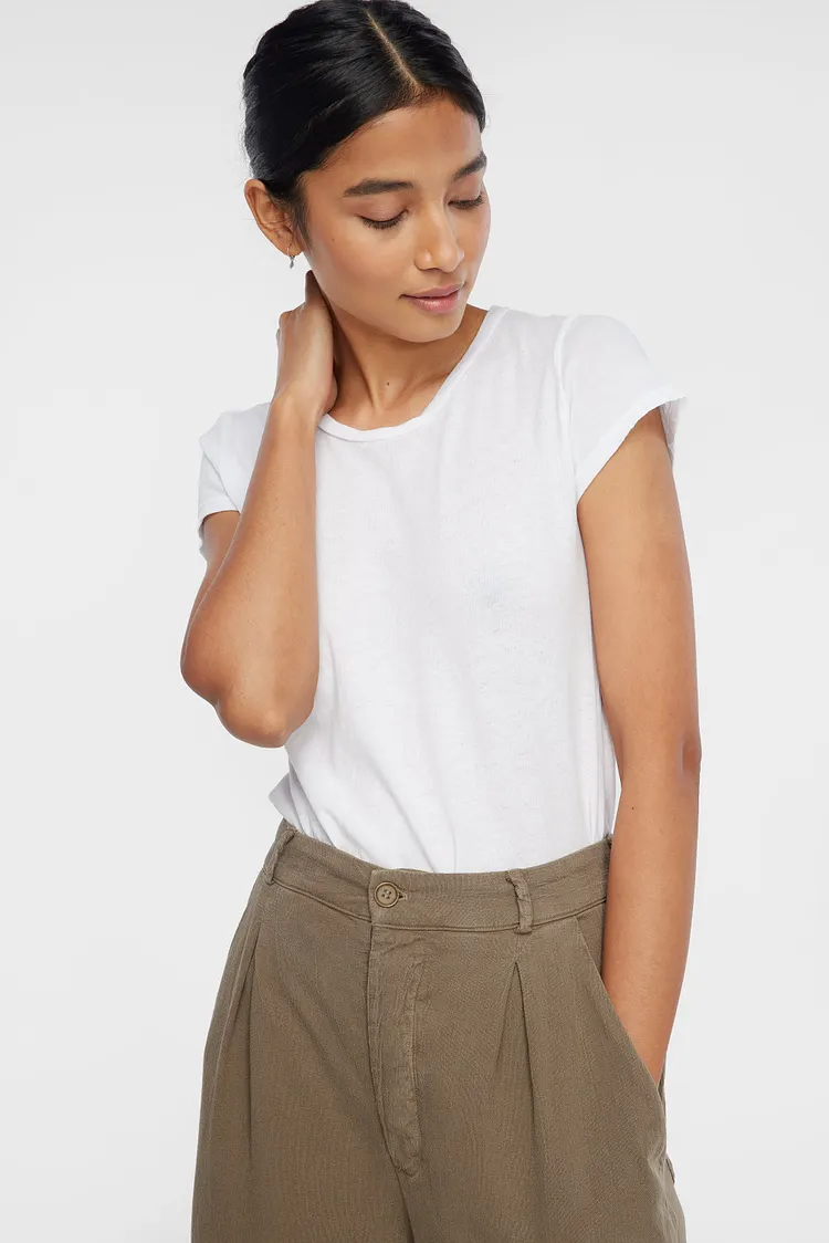 LACAUSAラカウサC/N Luxe Frank Tee Frank Tee in White | Short Sleeve Cotton Uniform Tee