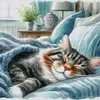 (Counted/Stamped)Cat Sleeping Under The Quilt-11CT Cross Stitch 40*40cm/15.75*15.75in