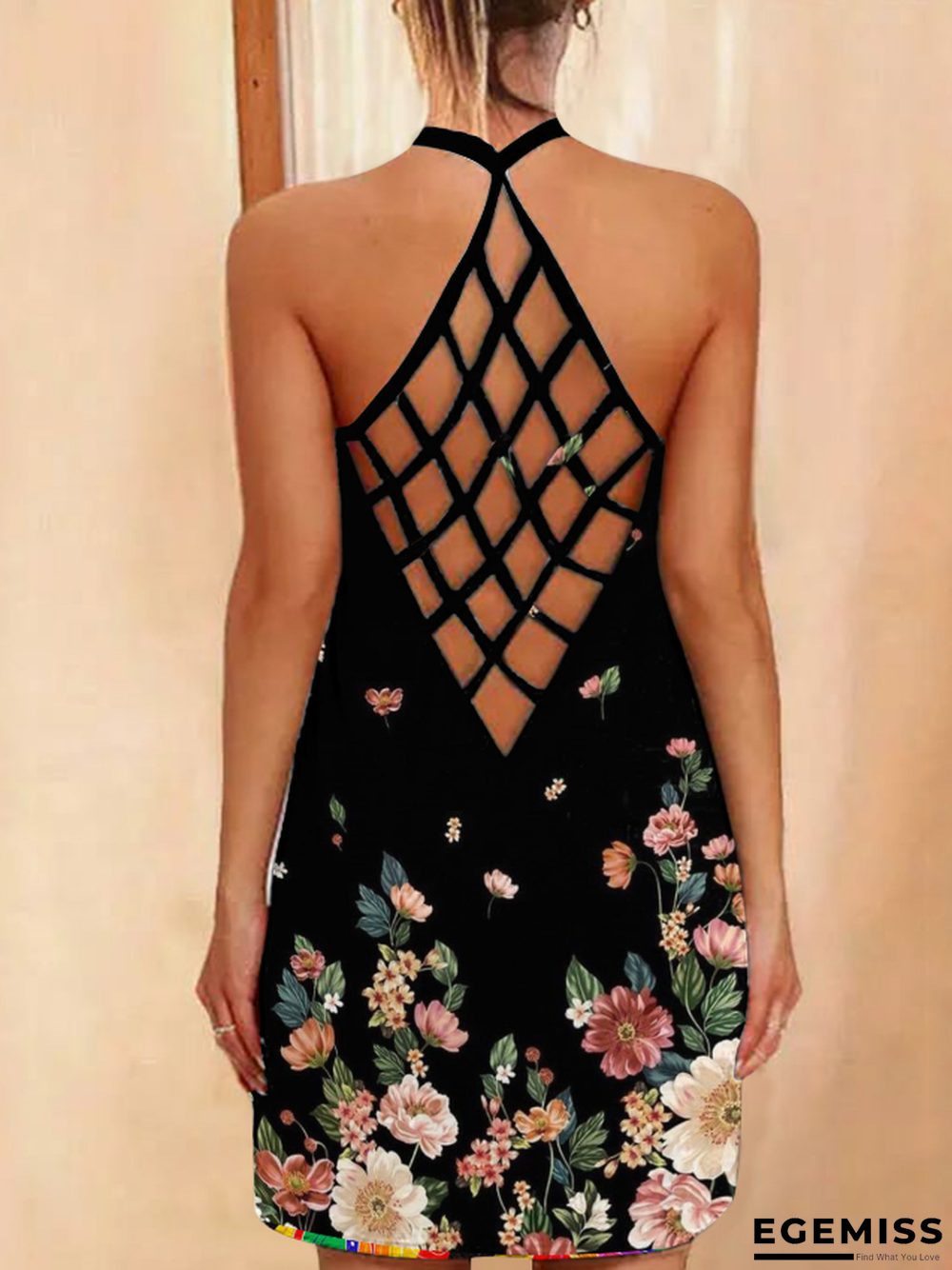 New Printed Sexy Hollow Neck Slim Dress Women In Summer | EGEMISS