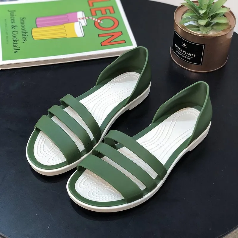 Women Summer Flat Sandals fashion Open-Toed Slides Slippers Candy Color Casual Beach Outdoot Female Ladies Jelly Shoes