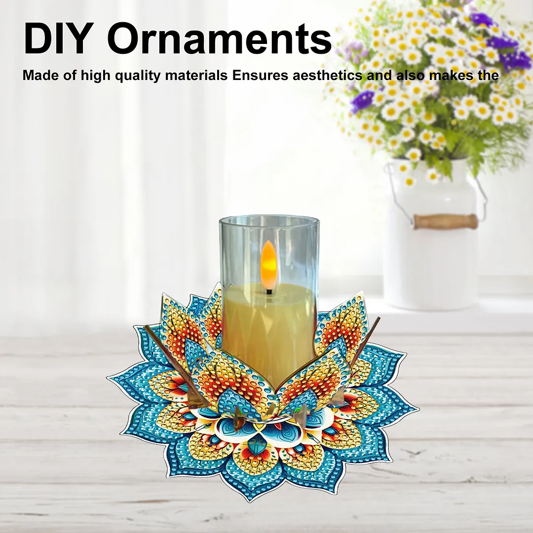 Mandala Lotus-K Acrylic DIY Diamond Painting Candle Holders Without Candles Crystal Painting Tealight Candle Stand Table Centerpiece for Adults Beginners Home Party Decor