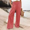 Pantalon smock&eacute; &agrave; poches en m&eacute;lange de lin Fresh Air