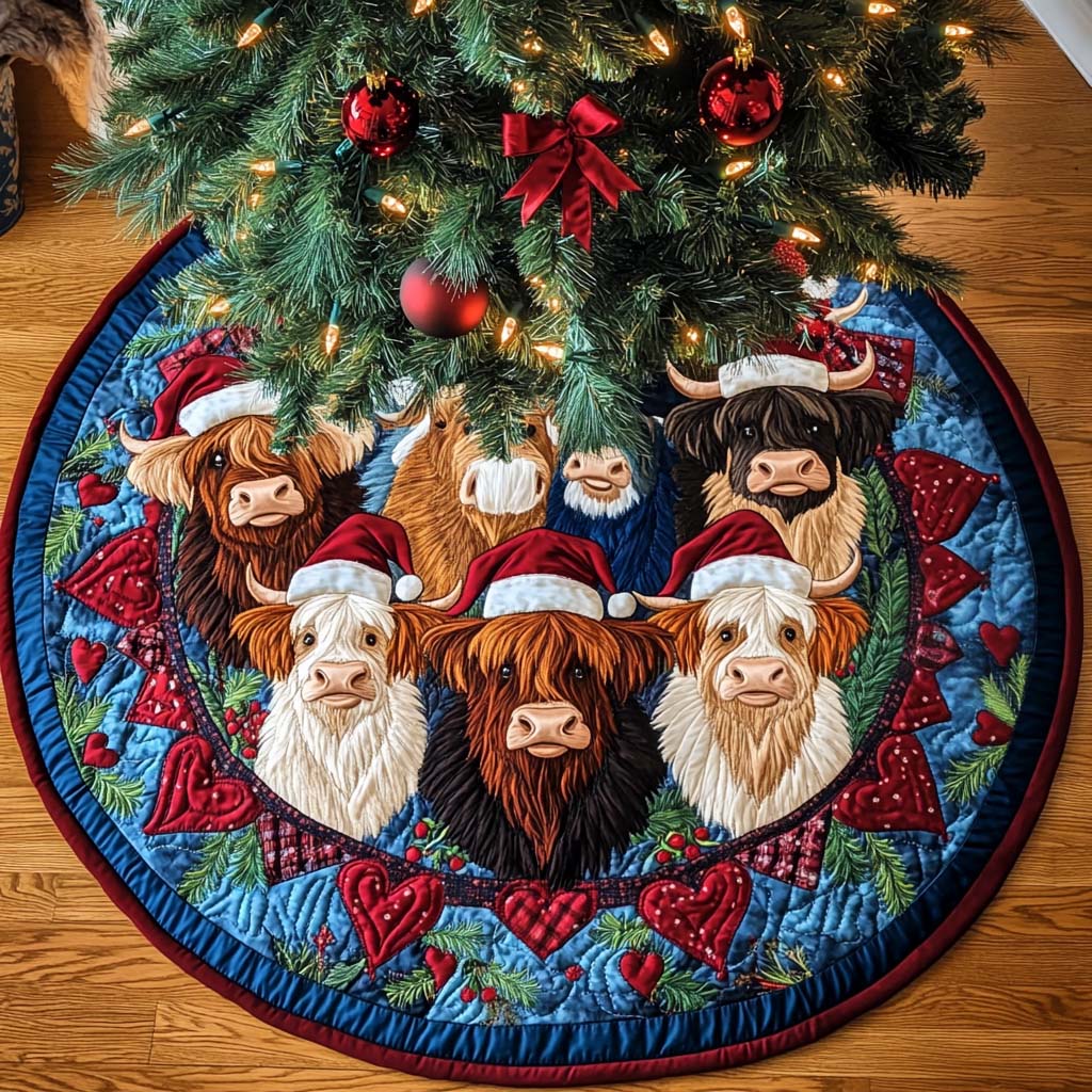 Rustic Yuletide Spirit Christmas Quilted Tree Skirt NCU0NT2424