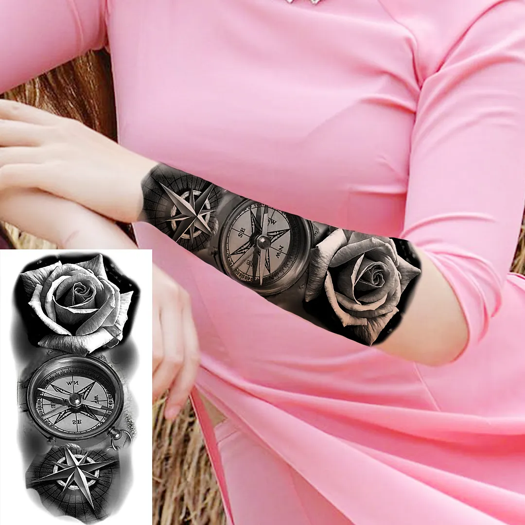 Sdrawing Skull Halloween Skeleton Temporary Tattoo For Men Adults Realistic Lion Tiger Wolf Scary Fake Tattoo Sticker Forearm Tatoo