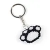 Full Bead Embroidery Keychain Paw Printed Craft Gifts(3.5x3cm)