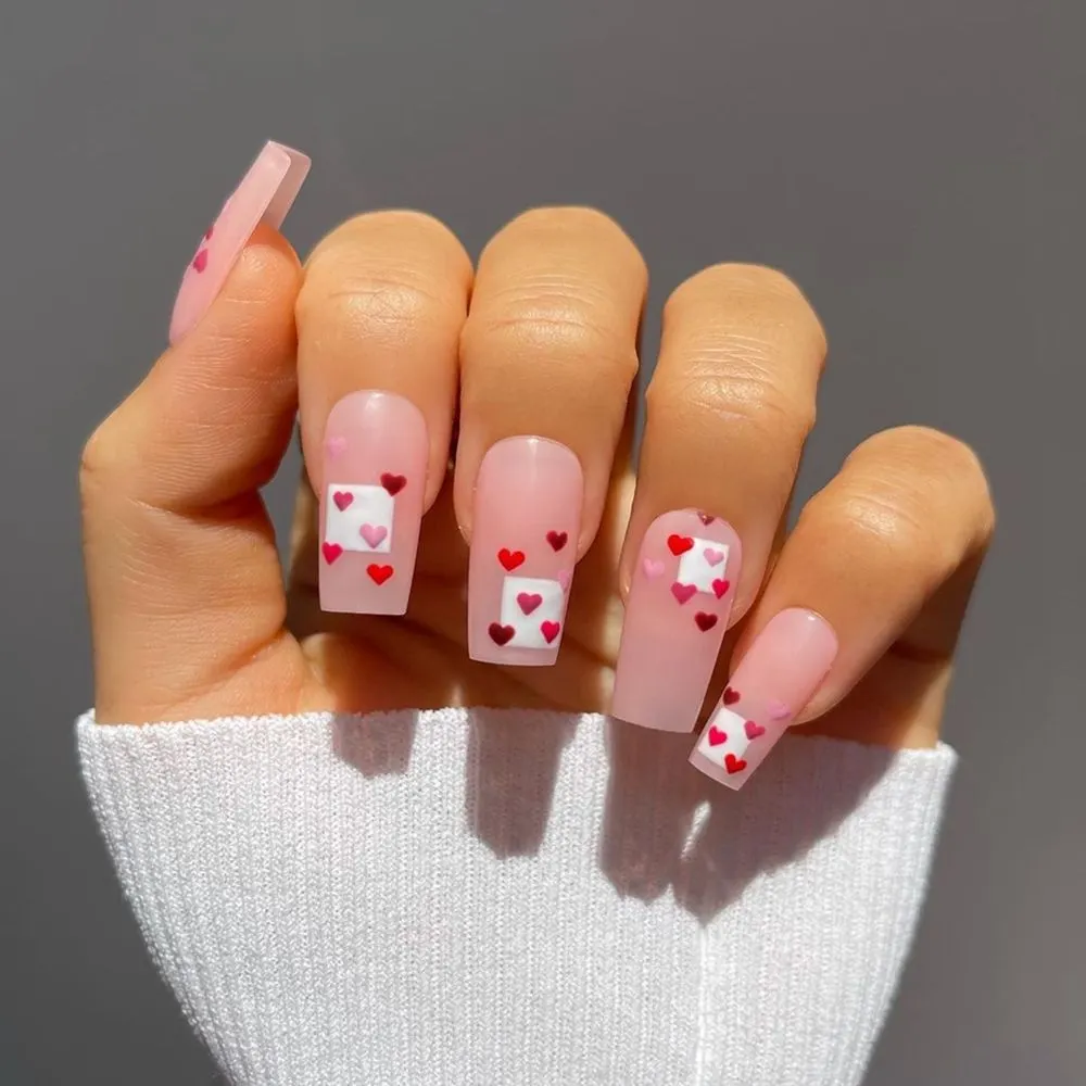 Fake Nails Press On for women White Flower Designs Artificial Nail Tips Full Cover Acryl False Nails Manicure Nail Accessory