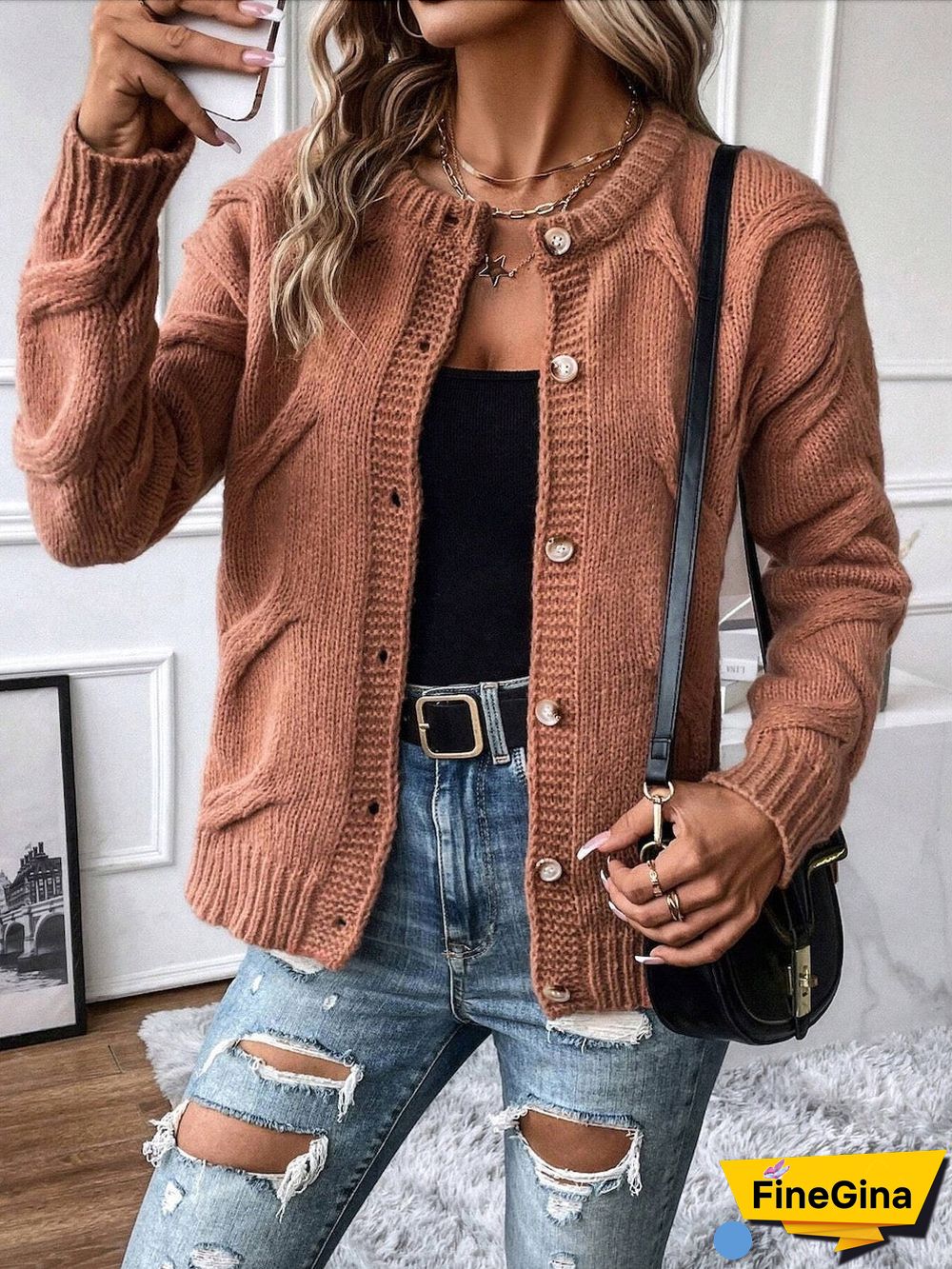 Coffee Plain Long Sleeve Sweater