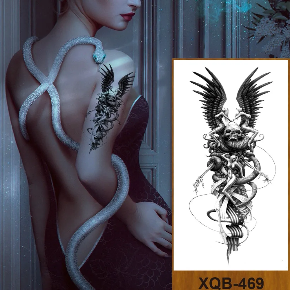 Tattoo Sticker Tribal Mighty Tiger Tatoo Men Women Africa Serengeti Lion Temporary Tattoo Black Indian Warrior Waterproof Flash