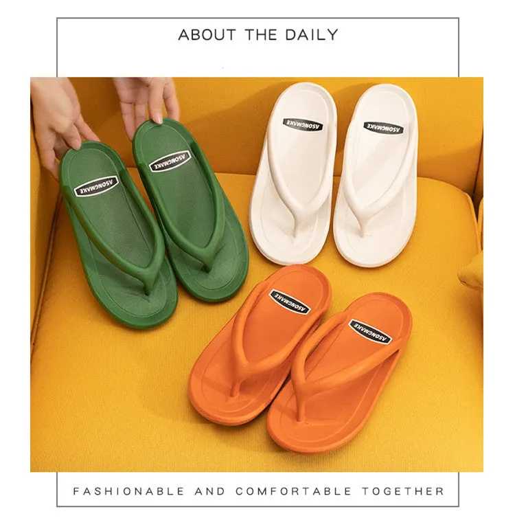 2022 Summer Slippers Man Women Casual Massage Durable Flip Flops Beach Sandals Female Wedge Shoes Striped Lady Room Slippers