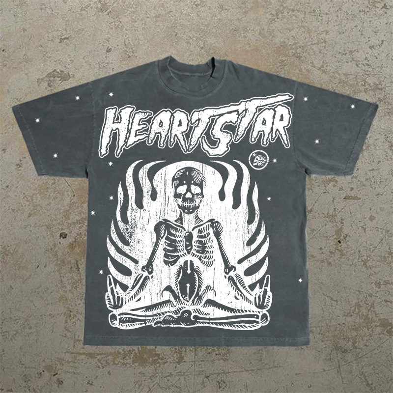 Skull & Letters Print Short Sleeve T-Shirt elevenforest
