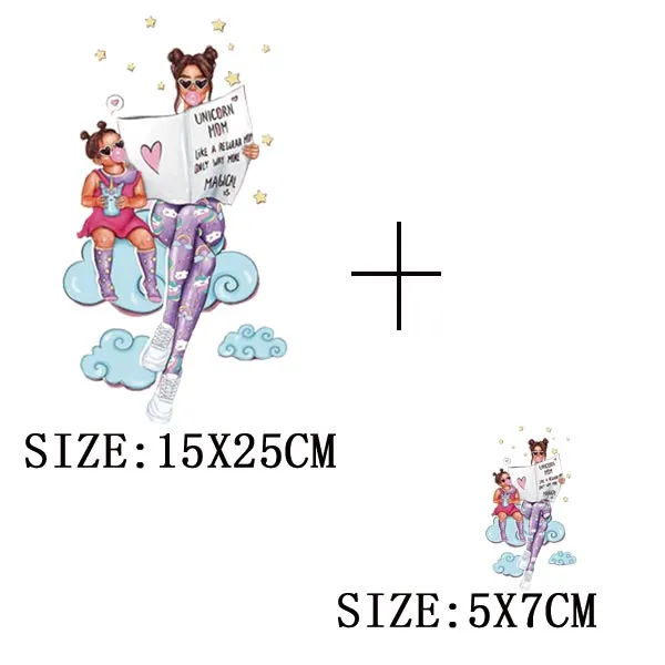 Mom&Children Thermal Stickers On T-shirt DIY Washable Patch On Clothes Lovely Design Iron On Transfer For Hoodies Hat Decoration