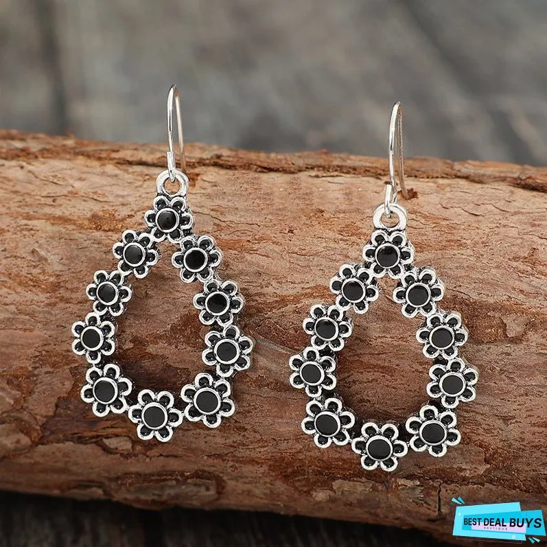 Alloy Flower Teardrop Shape Earrings