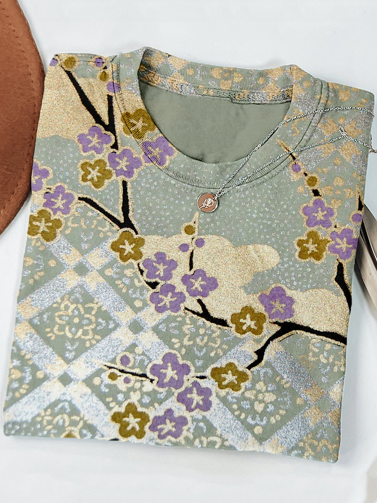 Plum Blossoms Japanese Art Comfy T Shirt
