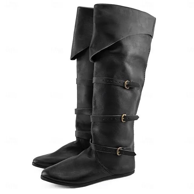 Retro Vintage Medieval Renaissance Shoes Boots Turn Shoes Pirate Viking Elven Fancy Dress Men's Viking Fantasy Halloween Carnival Performance Party LARP Adults' Shoes