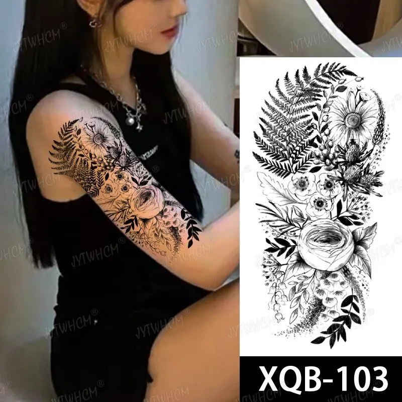 Sdrawing Hot Water Transfer Fake Tattoo Waterproof Temporary Tattoo Sticker For Men Women Wolf Arm Neck Tattoo Flash Tattoo Sleeve