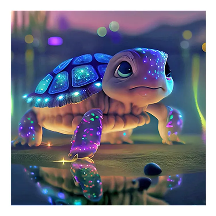 Fluorescent Little Turtle 30*30CM(Canvas) Full Round Drill Diamond Painting gbfke