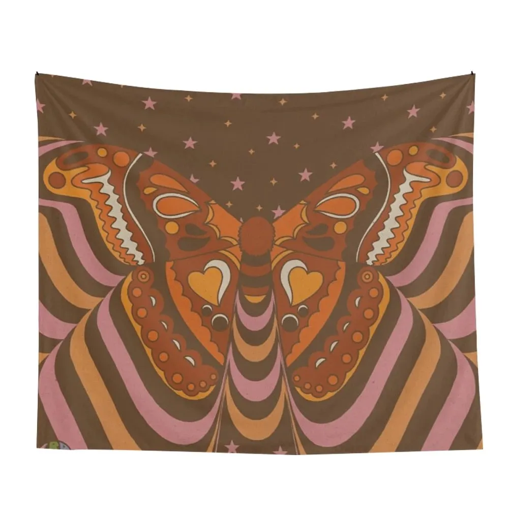 Retro Tapestry Hanging 80s Retro Boho Psychedelic Butterfly Flower Tapestry Wall Hanging Sexy Woman Retro Tapestry Wall Covering