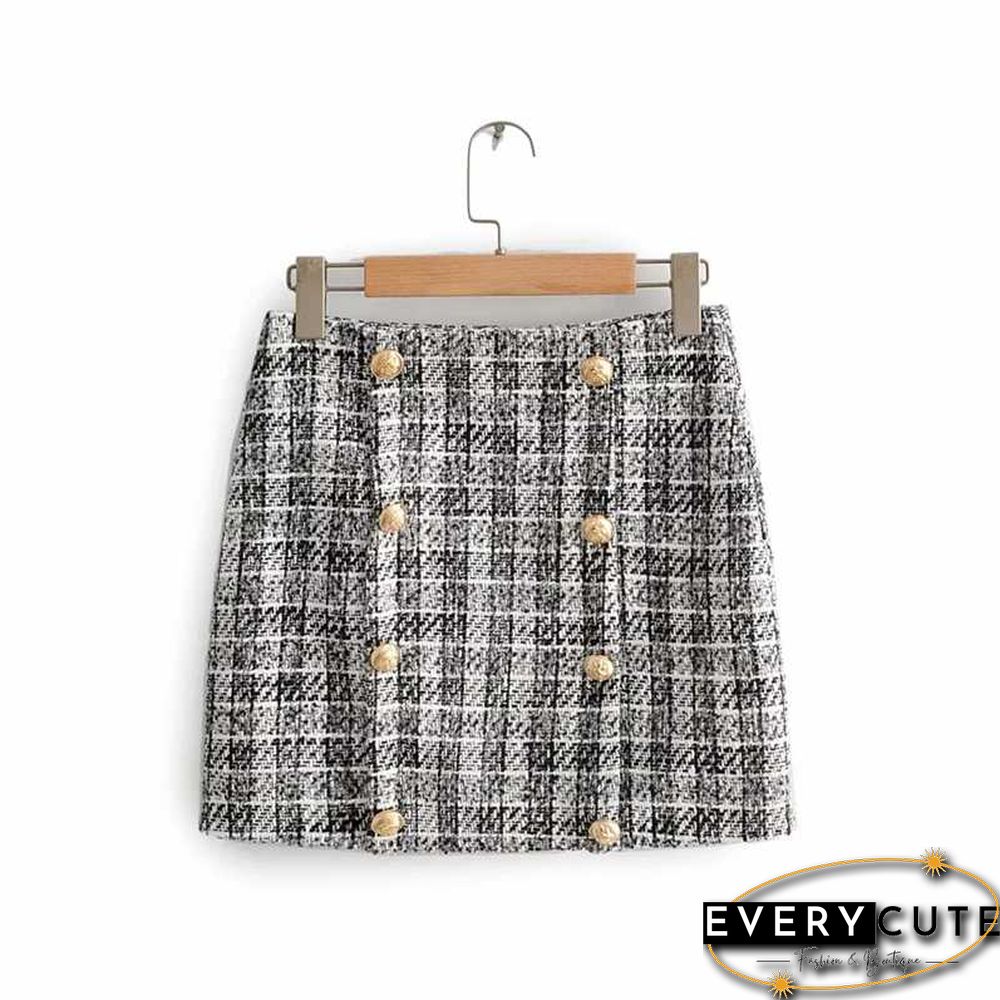Confident Womens Tweed Blazer And Skirt Suits Plaid