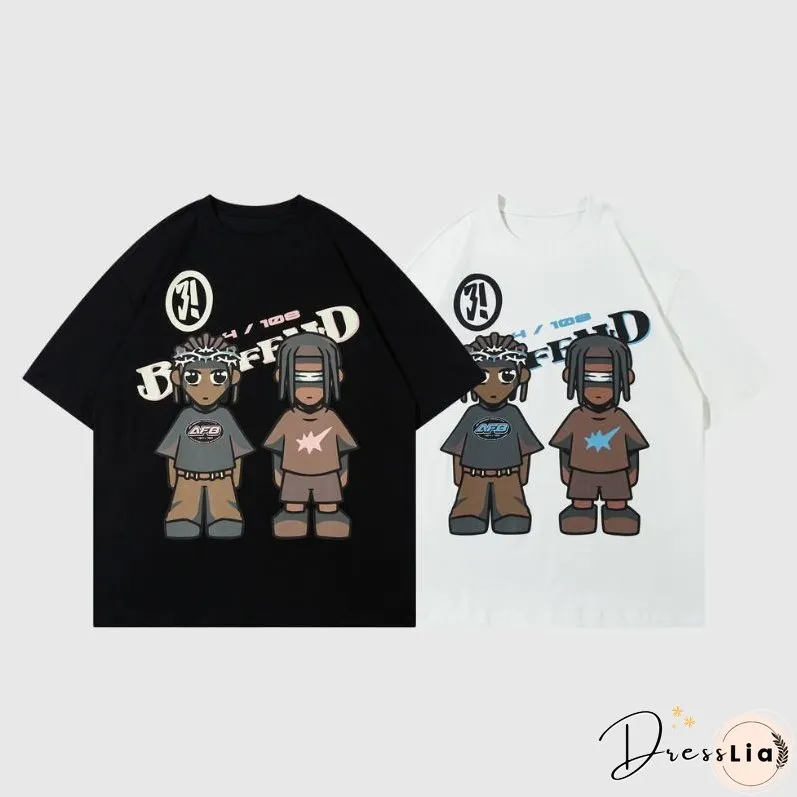 Hip Hop Cartoon Print Tee