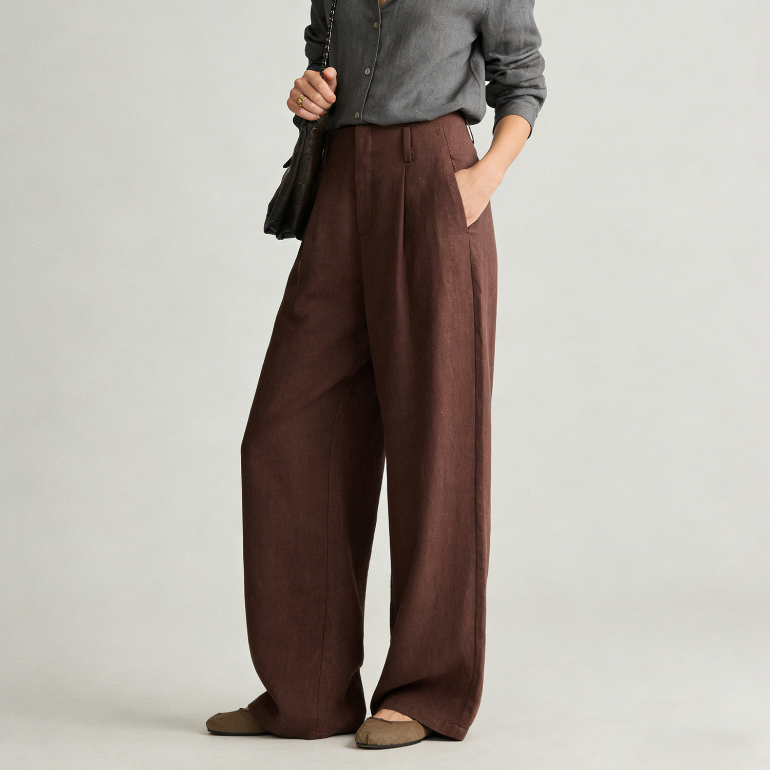 Linen Pants Women 100% Linen High Waisted Wide Leg Trousers REAL SILK LIFE