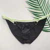Sexy Hollow Bikini Briefs for Men Ice Silk Low Rise Bulge Pouch Underwear
