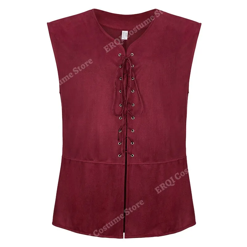 Billionm Vest Faux Leather Medieval Waistcoat for Men Cosplay Chevalier Costume Plus Size Renaissance Vest Brown Black Blue