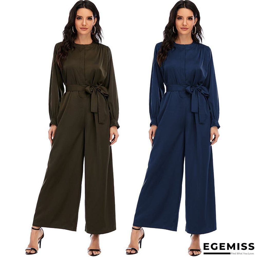 Fashion Jumpsuit Solid Color Waist Temperament Wide-leg Pants | EGEMISS