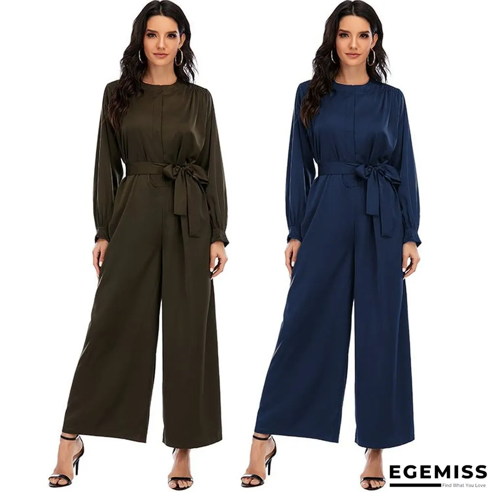 Fashion Jumpsuit Solid Color Waist Temperament Wide-leg Pants | EGEMISS