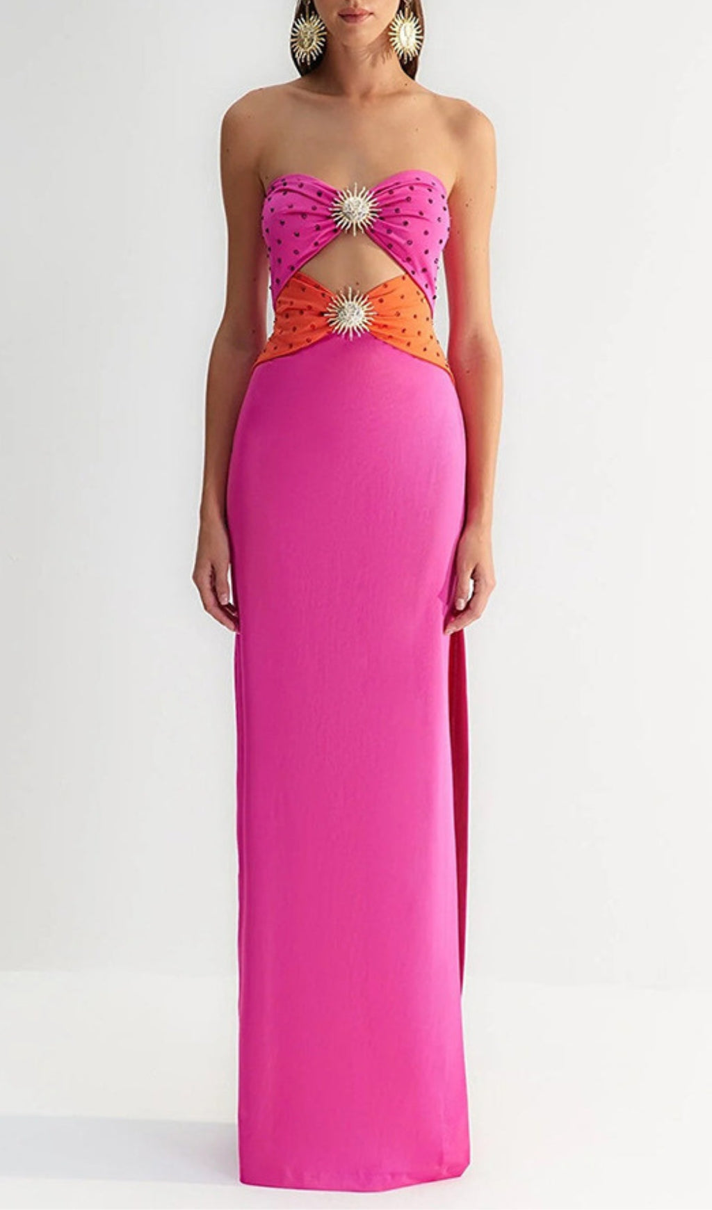 Annmarie Pink Polka Column Maxi Dress Flowering Girl