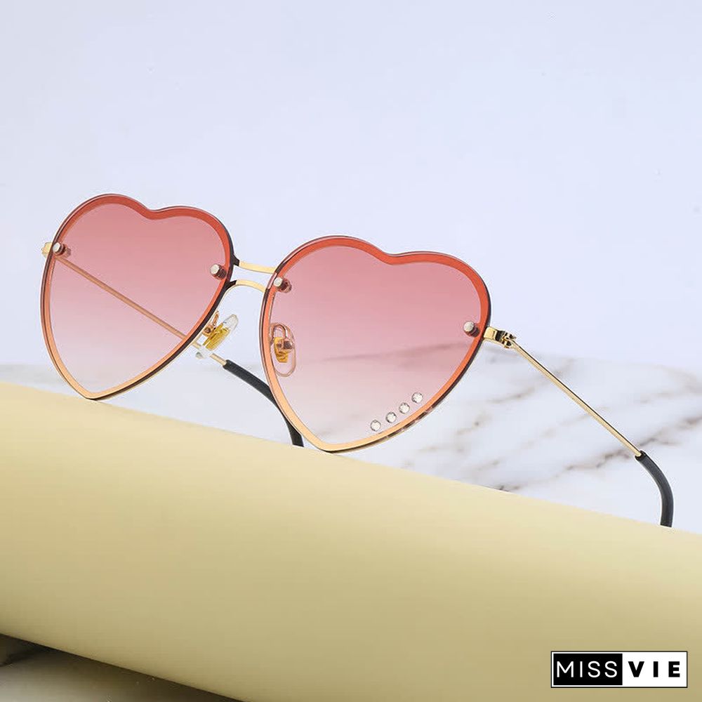 Love Heart Design Gradient Color Sunglasses