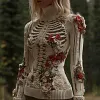 Women's Halloween Body Organ Muscle Print Round Neck Loose Sweatshirt