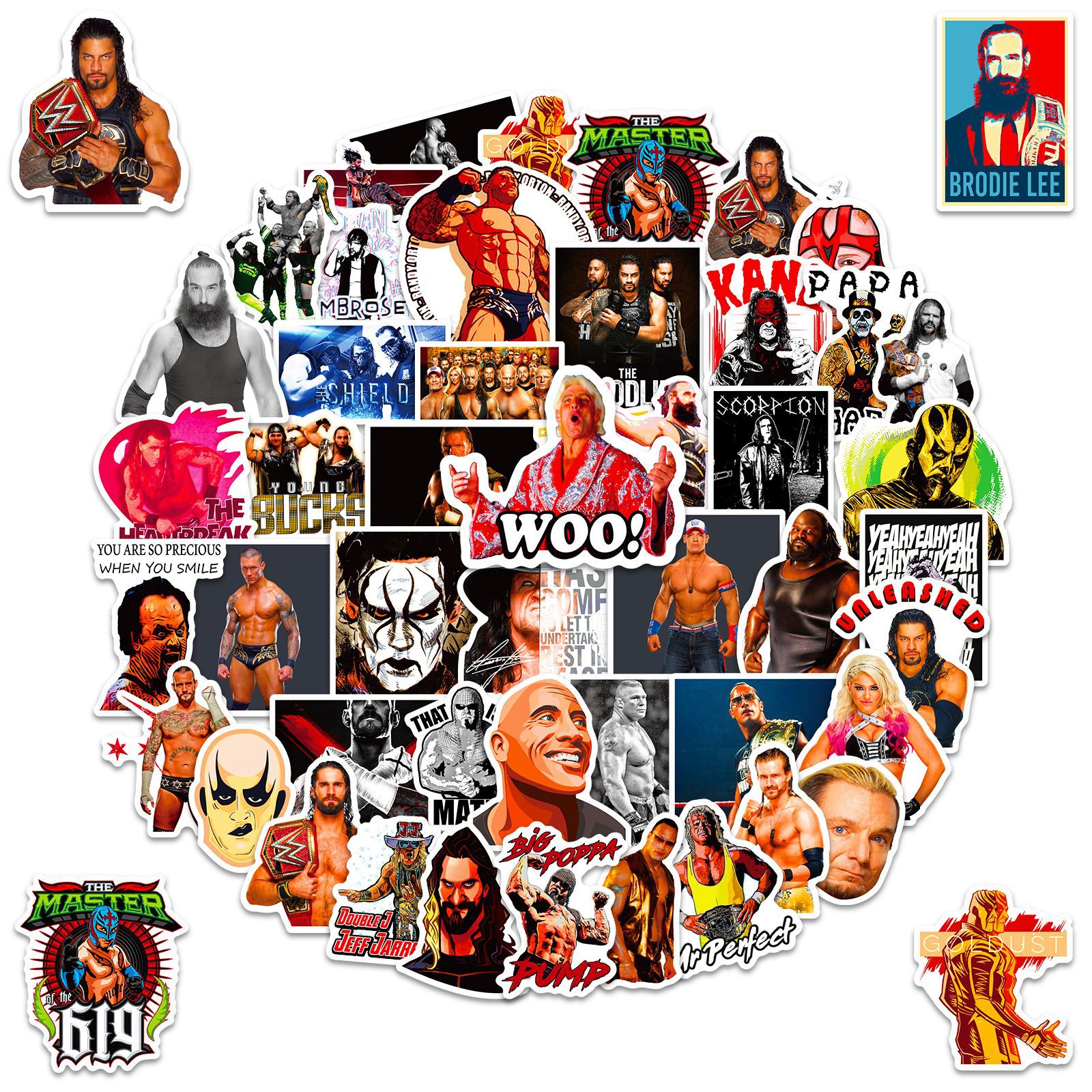 WWE Wrestling Superstars Sticker Pack &ndash; 50 Iconic Wrestler Decals