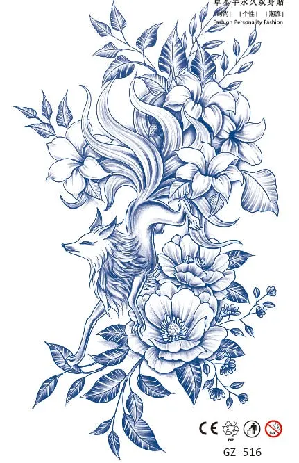 Temporary Waterproof Tattoo Stickers Butterfly Deer Rabbit Flower Juice Ink Lasting Boy Girl Chest Neck Hand Fake Bracelet Tatoo