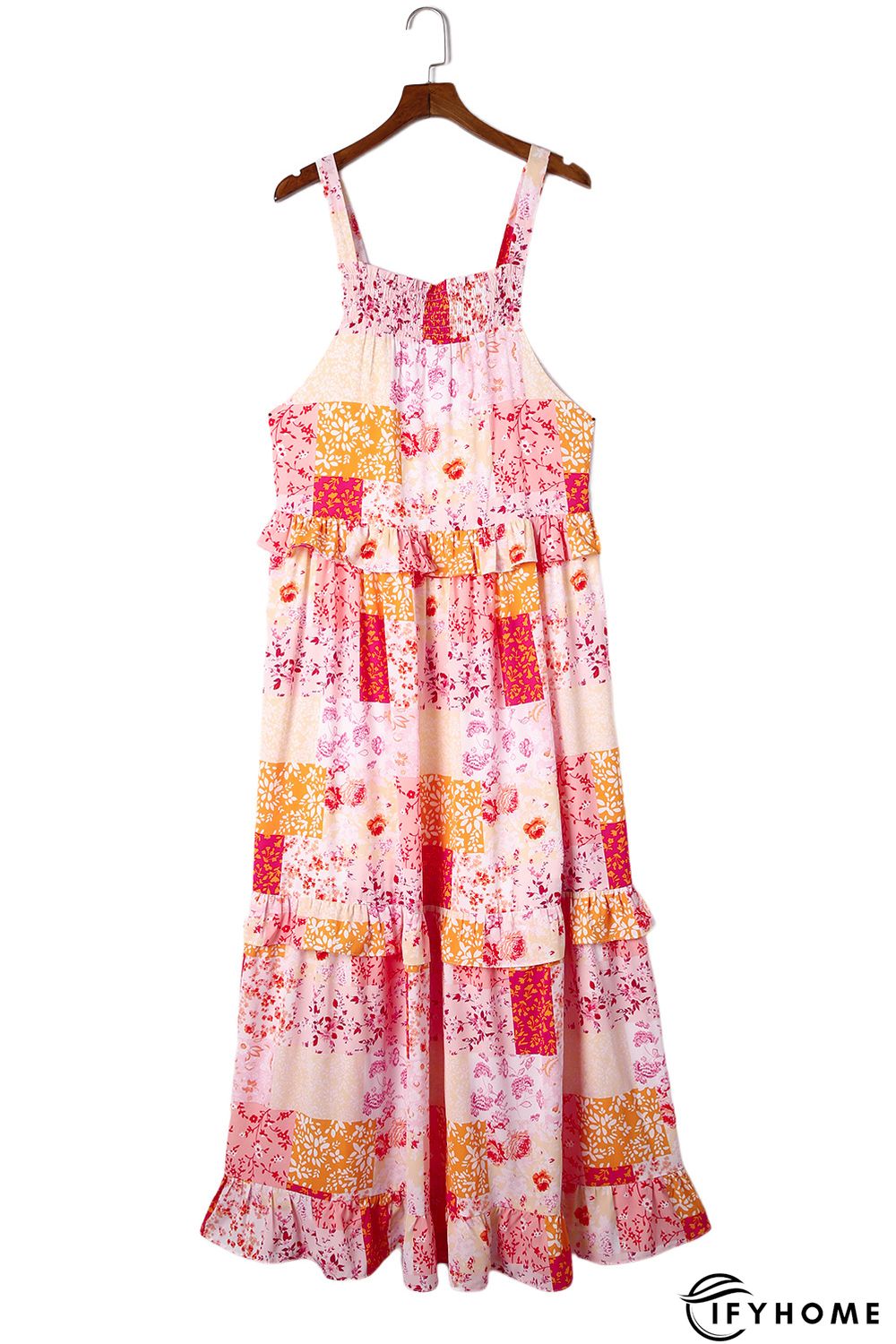 Multicolor Boho Geometric Floral Print Sleeveless Maxi Dress | IFYHOME